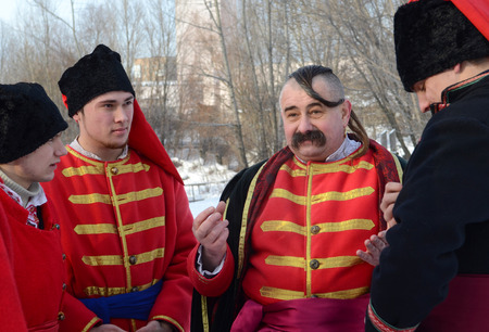 Festival of Ukrainian Cossacks in a park in Kiev, January 26, 2013 Mamayeva Slobodaのeditorial素材