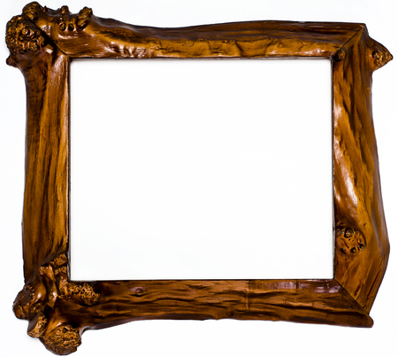 rustic lacquered Blank picture poster frame template isolated on white background. isolatedの写真素材