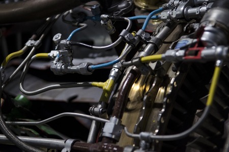 Dual turbojet engine for Ukrainian aircraft up-close. Ukraineの写真素材
