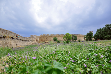 The huge stone walls of the ancient Akkerman fortress, Belgorod-Dniester, Odessa region. Ukraineの写真素材
