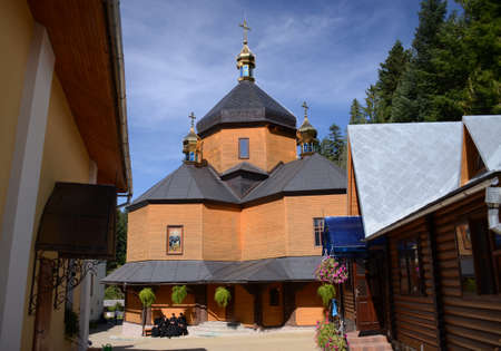 September 17, 2014, Maniava, Ivano-Frankivsk Region, Ukraine - Scythia Maniavsky. Ukrainian Athos, Holy Cross Monastery. Old monastery in Maniava, Ivano-Frankivsk region in Ukraineのeditorial素材