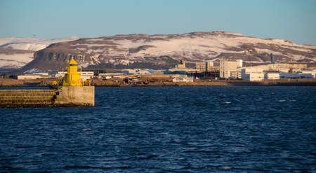 March 11, 2014 - Seaport and Atlantic Ocean waterfront in Reykjavikのeditorial素材