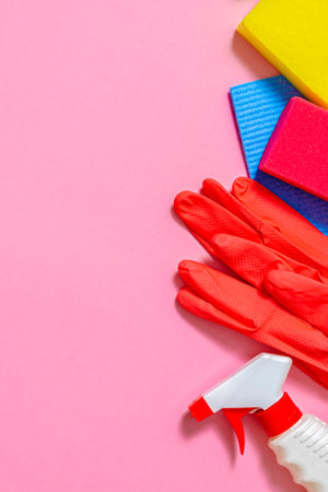 The cleaning concept. Multi-colored washcloths and gloves for house cleaning, in the office and for businessの写真素材