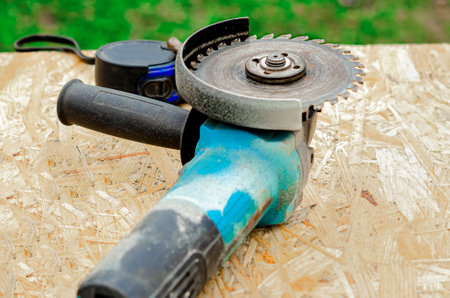 Cutting metal angle grinder, sparks from the disk. Photo close-up