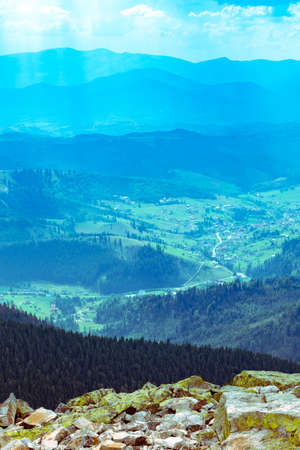 Extreme mountain hikes. High mountain in morning time. Beautiful natural landscapeの写真素材
