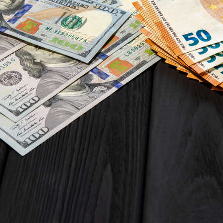 Graph rate chart banknotes of American dollar and Euro currency. Euro, dollar currency rate. Business conceptの写真素材