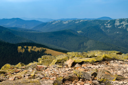 Tourist content. Hiking. Extreme hikes. high mountain rangesの写真素材