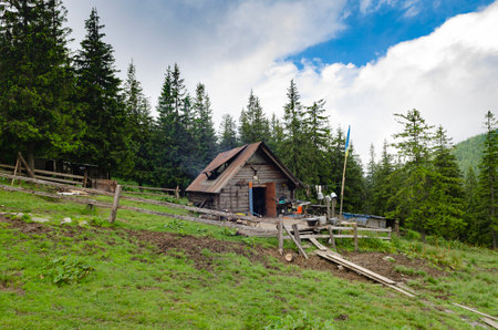 Tourism. A shepherd's alpine house in the Ukrainian Carpathians.の写真素材