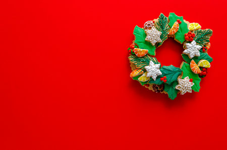 Christmas card with gingerbread cookies with space for text. Christmasの写真素材