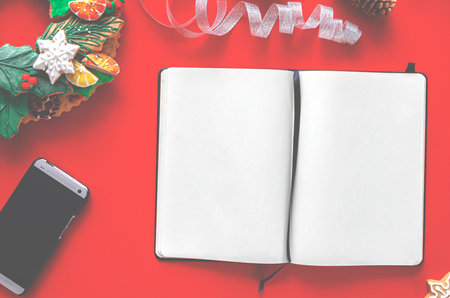 A white notebook for plans for the coming year. Christmas Contentの写真素材