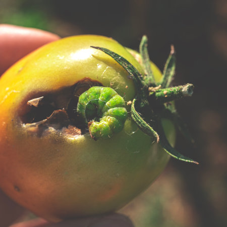 Green caterpillar close-upの写真素材