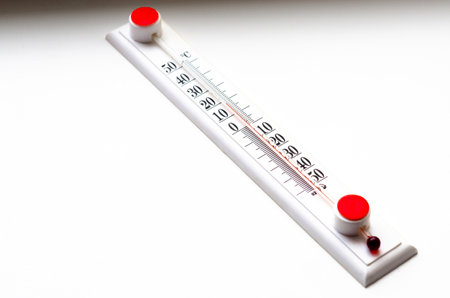 Mercury thermometer for measuring air temperature. Ecologyの写真素材