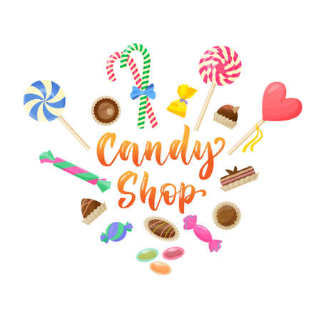 Candy Shop lettering color compositionのイラスト素材