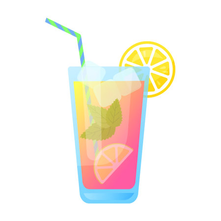 Glass of pink lemonade. Vector isolated colorful illustration in flat style on the white background.のイラスト素材