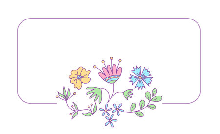 Label template with floral design. Vector isolated color illustration in doodle style.のイラスト素材
