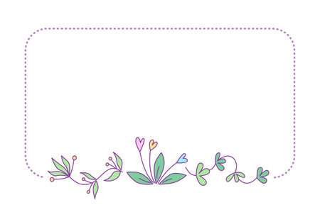 Label template with floral design. Vector isolated color illustration in doodle style.のイラスト素材