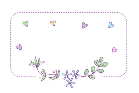 Label template with floral design. Vector isolated color illustration in doodle style.のイラスト素材