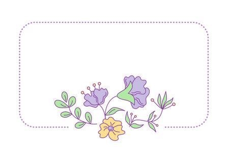 Label template with floral design. Vector isolated color illustration in doodle style.のイラスト素材