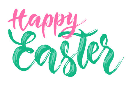 Happy Easter lettering. Vector isolated composition in script style.のイラスト素材