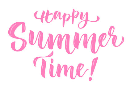 Happy Summer Time lettering. Vector isolated composition in script style.のイラスト素材