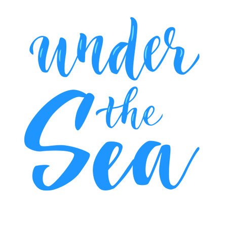 under the sea lettering. Vector isolated composition in script style.のイラスト素材