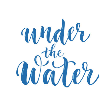 Under the water lettering. Vector isolated composition in script style.のイラスト素材
