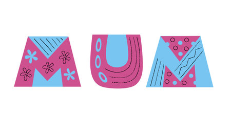 Mum vector color lettering with decorative elements.のイラスト素材