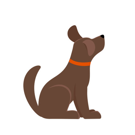 Dog is sitting. Side view.Vector color illustration in flat style.のイラスト素材