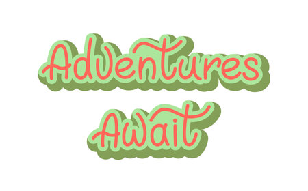 Adventure awaits vector lettering composition in 3d style.のイラスト素材