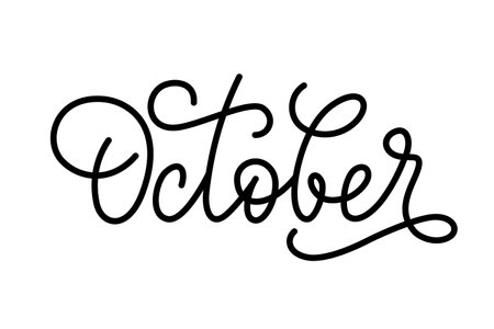 October vector lettering in script monoline style.のイラスト素材