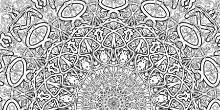 A beautiful pattern of black lines on a white backgroundの写真素材