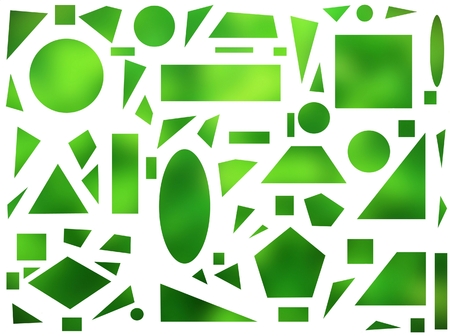 Geometric shapes in green on a white backgroundの写真素材