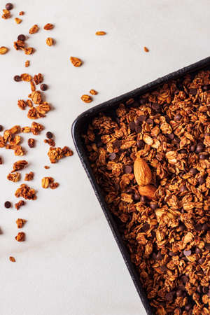 Homemade granola , top view. Healthy food concept.