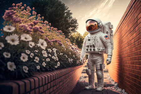 illustration of a astronaut on Earth.の素材