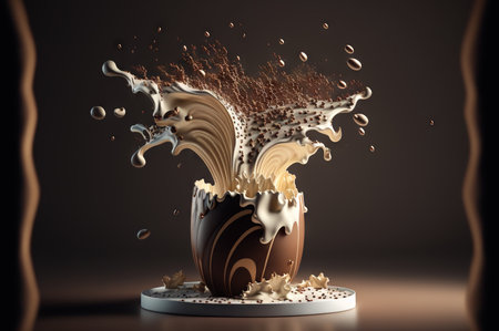 illustration of the chocolate milkshake splashing.の素材