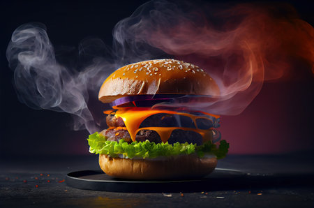 illustration of the big burger and pint.の素材