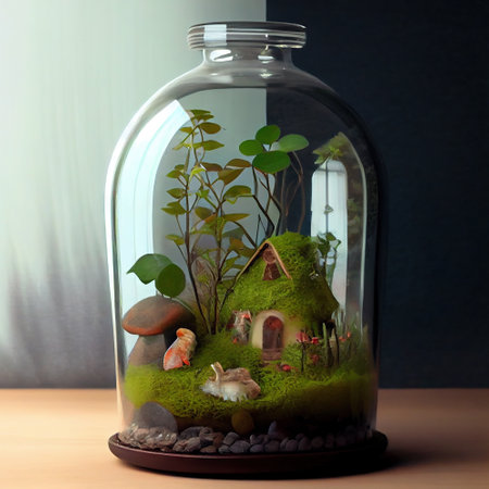 illustration of a little house in a bottle.の素材