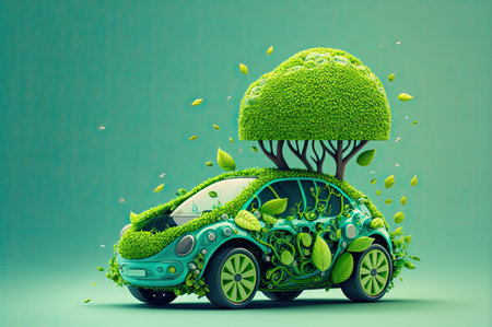 illustration of the concept of green electric car.の素材