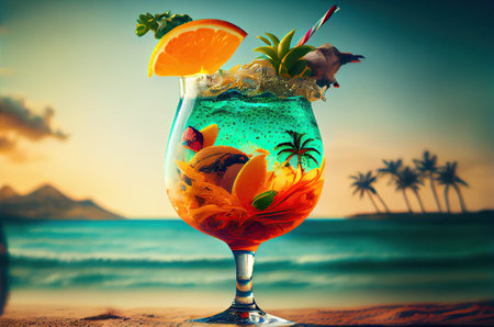 illustration of the tropical cocktail.の素材
