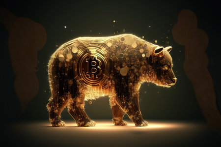 illustration of the golden bull. bitcoin symbol.の素材