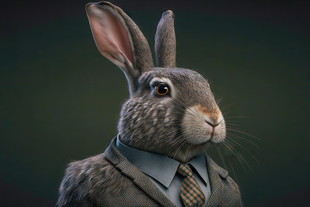 portrait of rabbit dressed in a formal business suit.の素材
