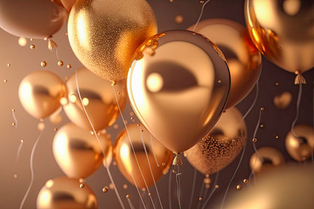 illustration of the golden balloons.の素材