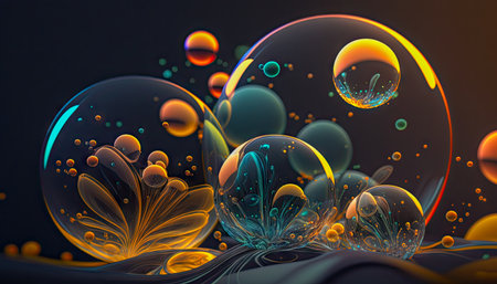 illustration of the colorful bubbles.の素材