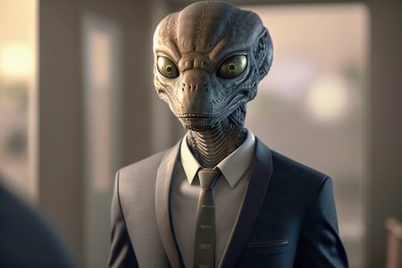 illustration of the alien in business suit.の素材