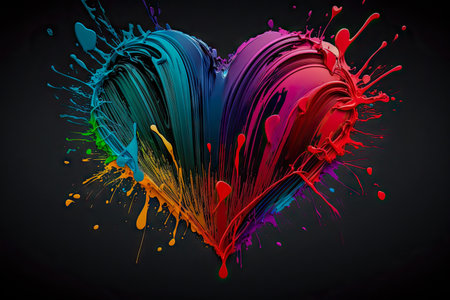 colorful painted heart, Valentine's day.の素材