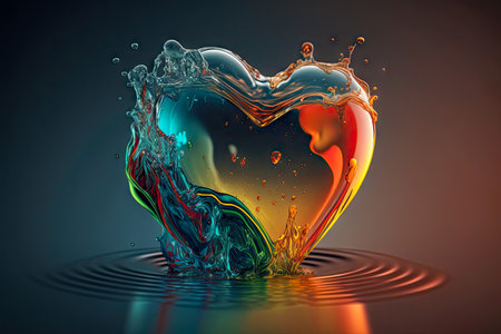 illustration of the colorful painted heart background.の素材