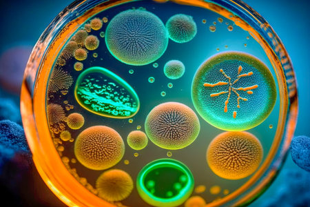 macro close up of bacteria cells.の素材