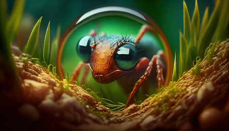 little ant in the grass.の素材