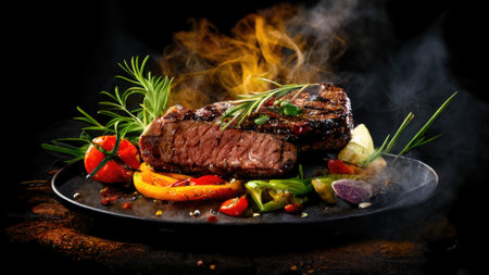 barbecue grilled meat steak.の素材