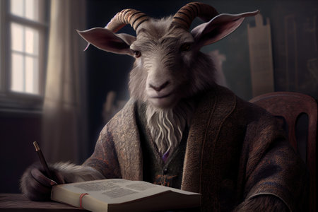 goat dressed in a professors tweed jacket.の素材